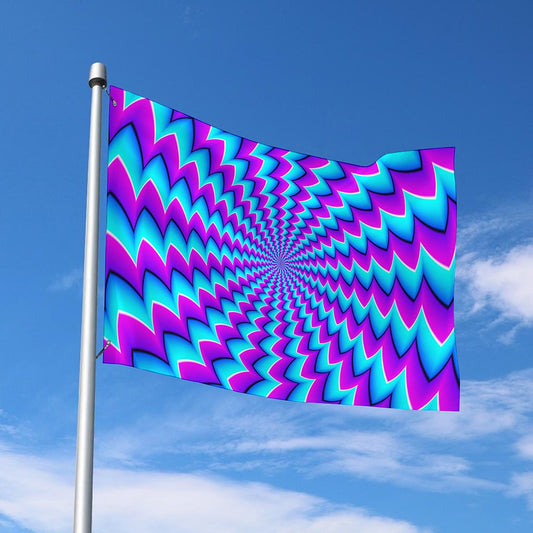 Blue Dizzy Moving Optical Illusion Polyester Flag