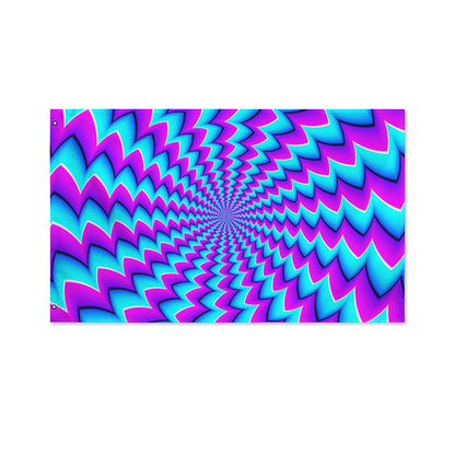 Blue Dizzy Moving Optical Illusion Polyester Flag
