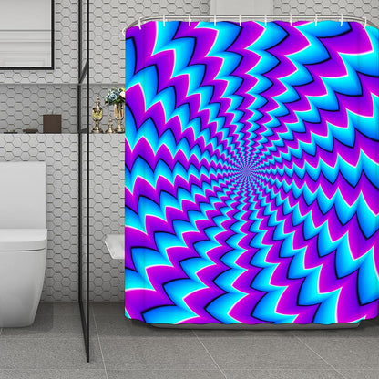 Blue Dizzy Moving Optical Illusion Polyester Shower Curtain