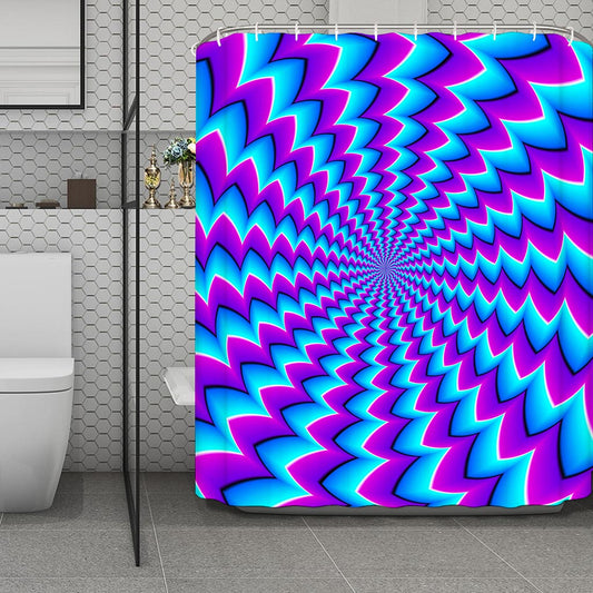 Blue Dizzy Moving Optical Illusion Polyester Shower Curtain