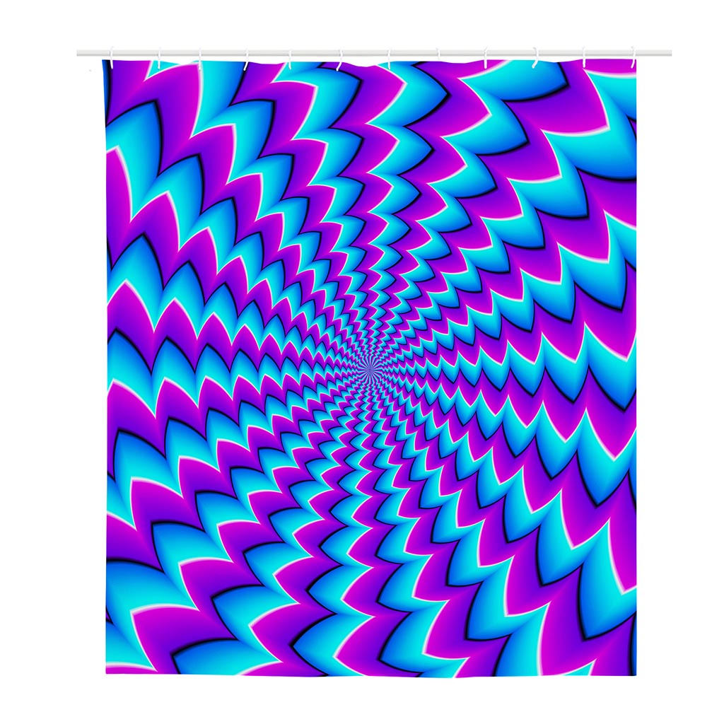 Blue Dizzy Moving Optical Illusion Polyester Shower Curtain