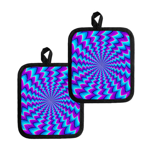 Blue Dizzy Moving Optical Illusion Pot Holders