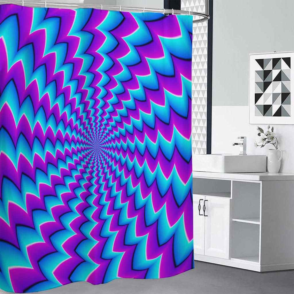 Blue Dizzy Moving Optical Illusion Premium Shower Curtain