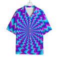Blue Dizzy Moving Optical Illusion Rayon Hawaiian Shirt
