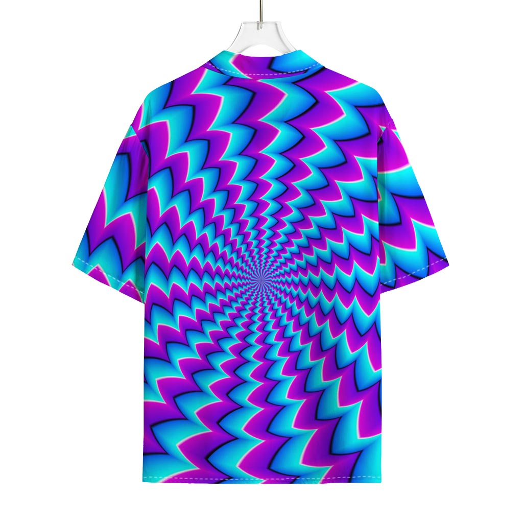 Blue Dizzy Moving Optical Illusion Rayon Hawaiian Shirt