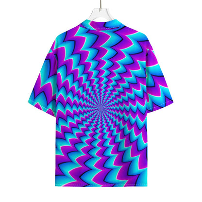 Blue Dizzy Moving Optical Illusion Rayon Hawaiian Shirt