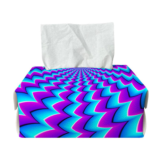 Blue Dizzy Moving Optical Illusion Rectangle Tissue Box Cover