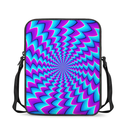 Blue Dizzy Moving Optical Illusion Rectangular Crossbody Bag