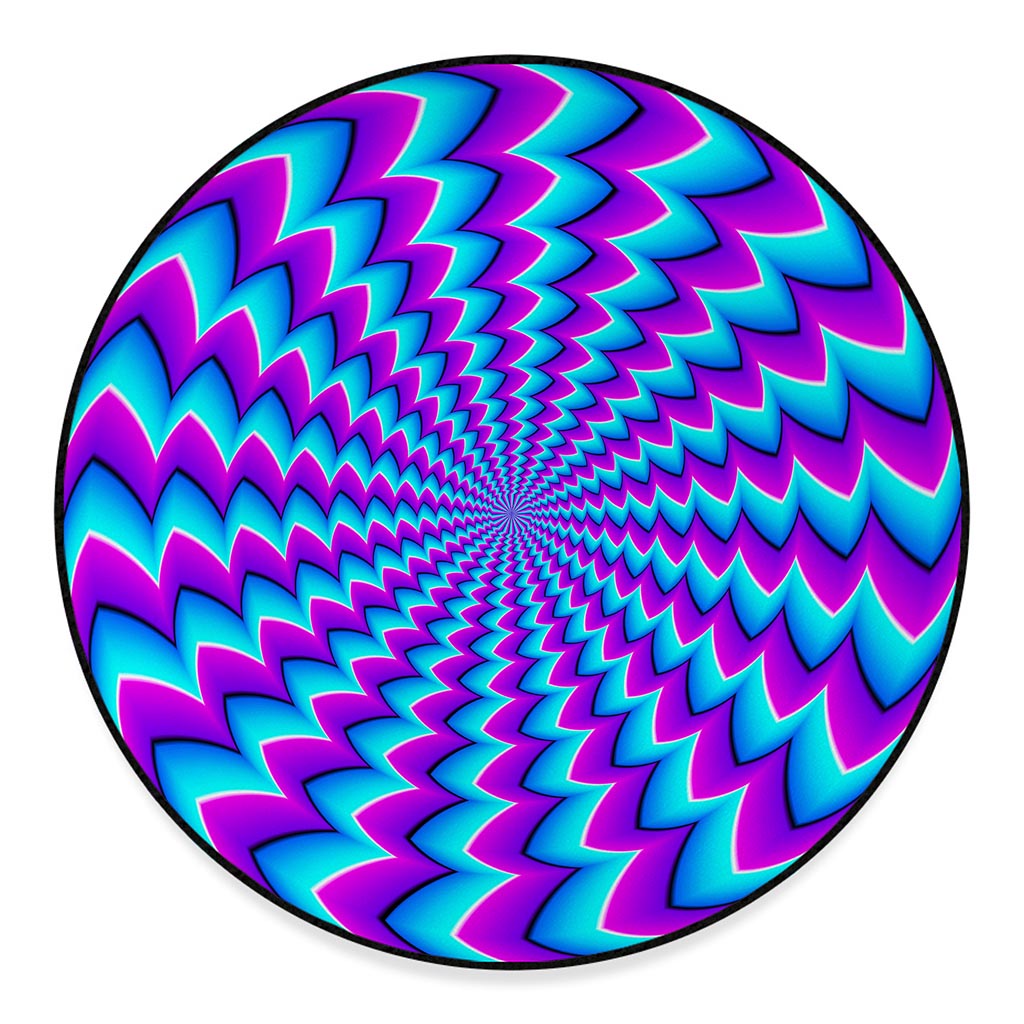 Blue Dizzy Moving Optical Illusion Round Floor Mat