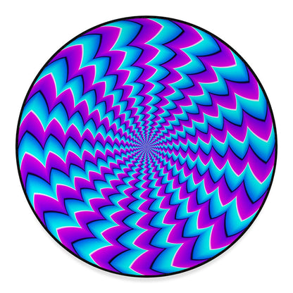 Blue Dizzy Moving Optical Illusion Round Floor Mat