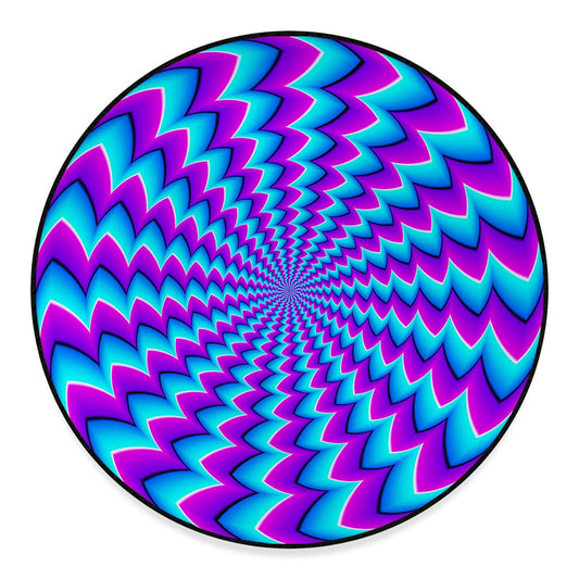 Blue Dizzy Moving Optical Illusion Round Floor Mat