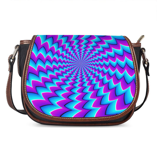 Blue Dizzy Moving Optical Illusion Saddle Bag