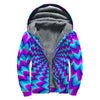 Blue Dizzy Moving Optical Illusion Sherpa Lined Zip Up Hoodie