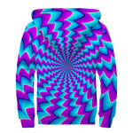 Blue Dizzy Moving Optical Illusion Sherpa Lined Zip Up Hoodie