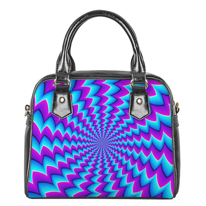 Blue Dizzy Moving Optical Illusion Shoulder Handbag