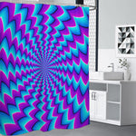 Blue Dizzy Moving Optical Illusion Shower Curtain
