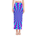 Blue Dizzy Moving Optical Illusion Side Slit Maxi Skirt