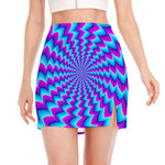 Blue Dizzy Moving Optical Illusion Side Slit Mini Skirt