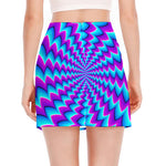 Blue Dizzy Moving Optical Illusion Side Slit Mini Skirt
