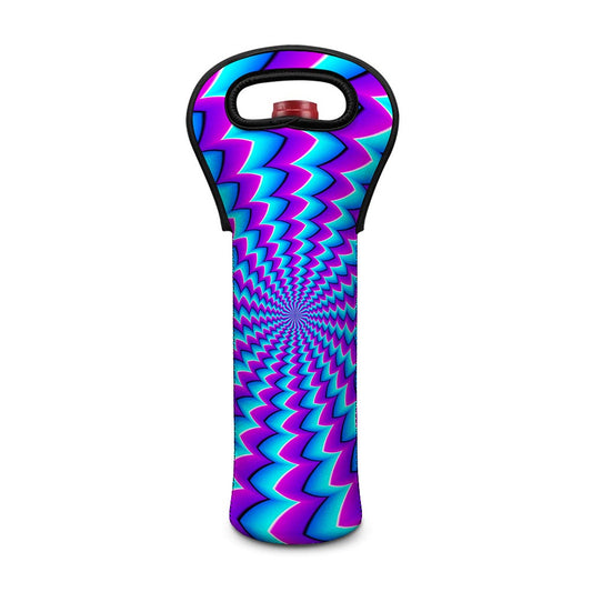 Blue Dizzy Moving Optical Illusion Single Neoprene Wine Tote