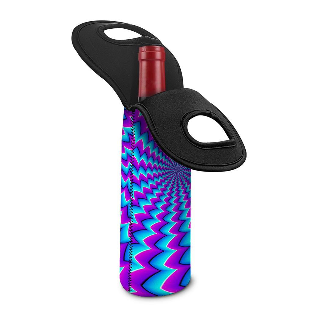Blue Dizzy Moving Optical Illusion Single Neoprene Wine Tote