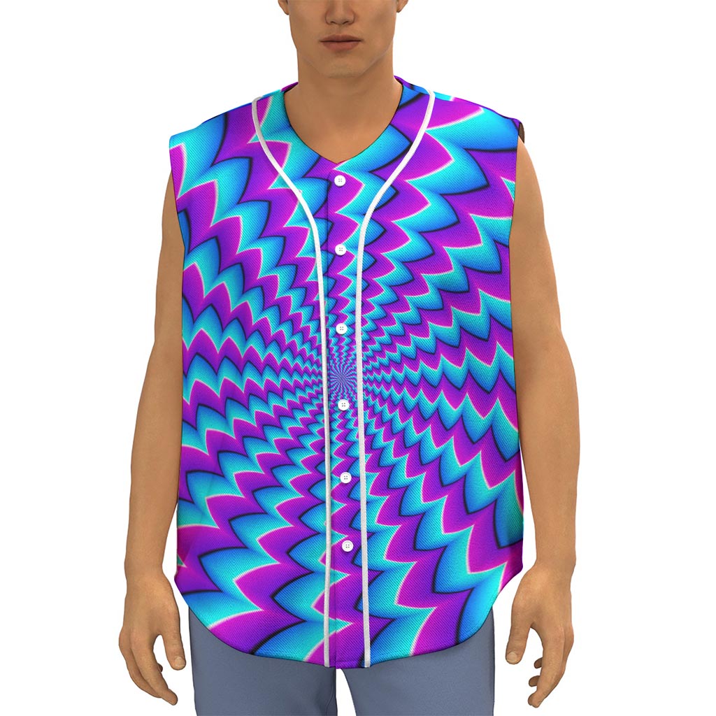 Blue Dizzy Moving Optical Illusion Sleeveless Baseball Jersey