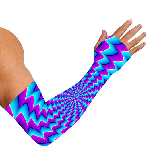 Blue Dizzy Moving Optical Illusion Sun Protection Arm Sleeves