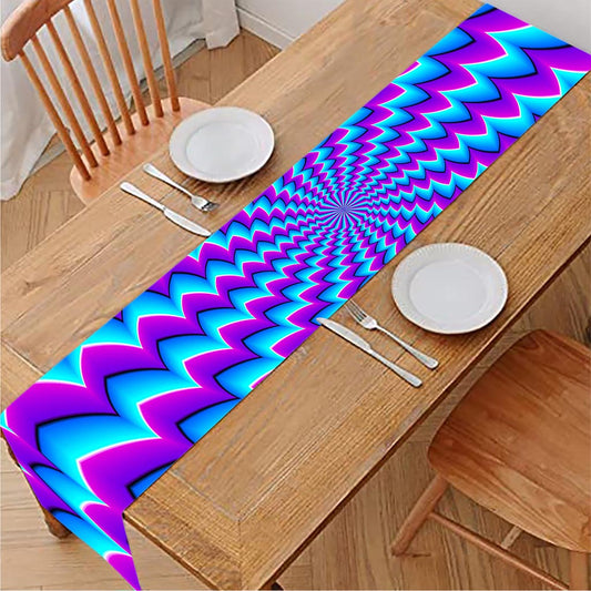 Blue Dizzy Moving Optical Illusion Table Runner