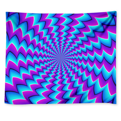 Blue Dizzy Moving Optical Illusion Tapestry