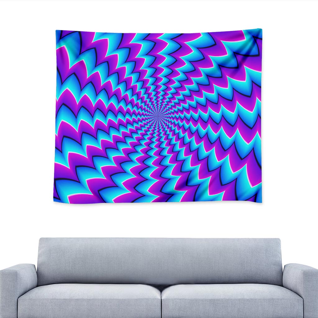 Blue Dizzy Moving Optical Illusion Tapestry