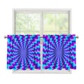 Blue Dizzy Moving Optical Illusion Tier Curtains