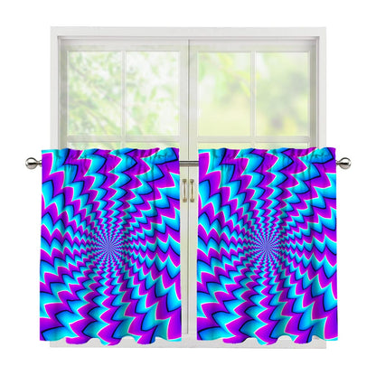 Blue Dizzy Moving Optical Illusion Tier Curtains