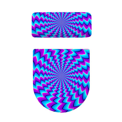Blue Dizzy Moving Optical Illusion Toilet Lid And Tank Cover Set