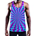 Blue Dizzy Moving Optical Illusion Men's Workout Tank Top