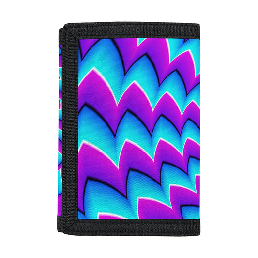 Blue Dizzy Moving Optical Illusion Trifold Wallet