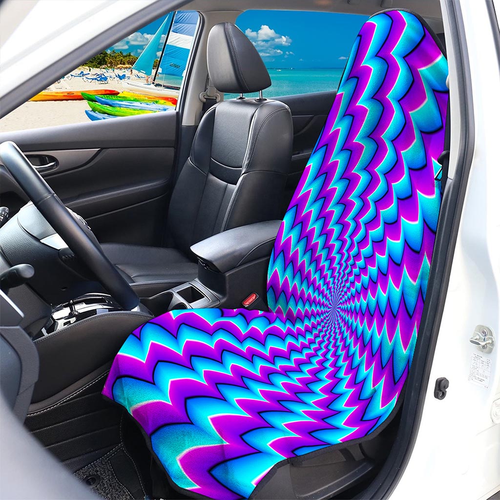 Blue Dizzy Moving Optical Illusion Waterproof Car Seat Cover