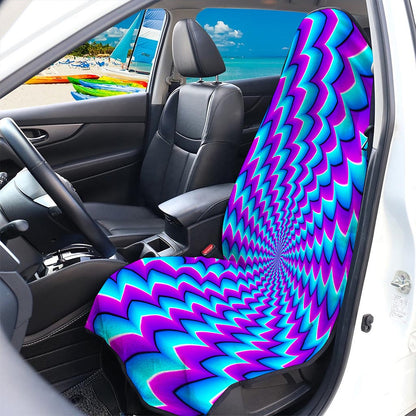 Blue Dizzy Moving Optical Illusion Waterproof Car Seat Cover