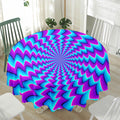 Blue Dizzy Moving Optical Illusion Waterproof Round Tablecloth