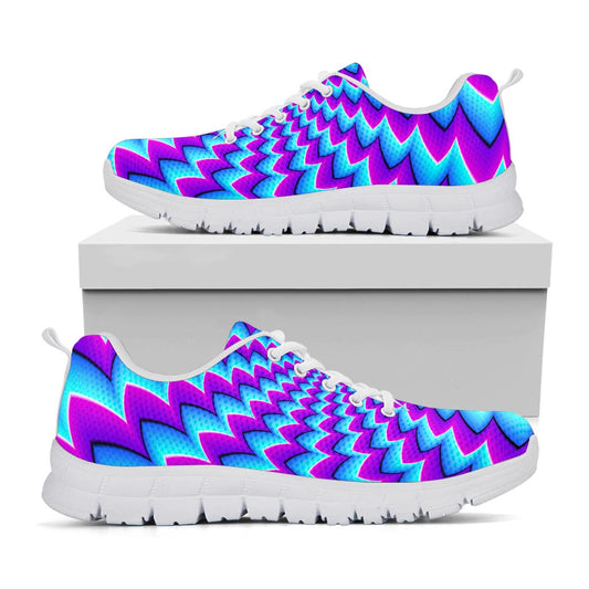 Blue Dizzy Moving Optical Illusion White Running Shoes