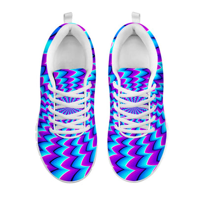 Blue Dizzy Moving Optical Illusion White Running Shoes