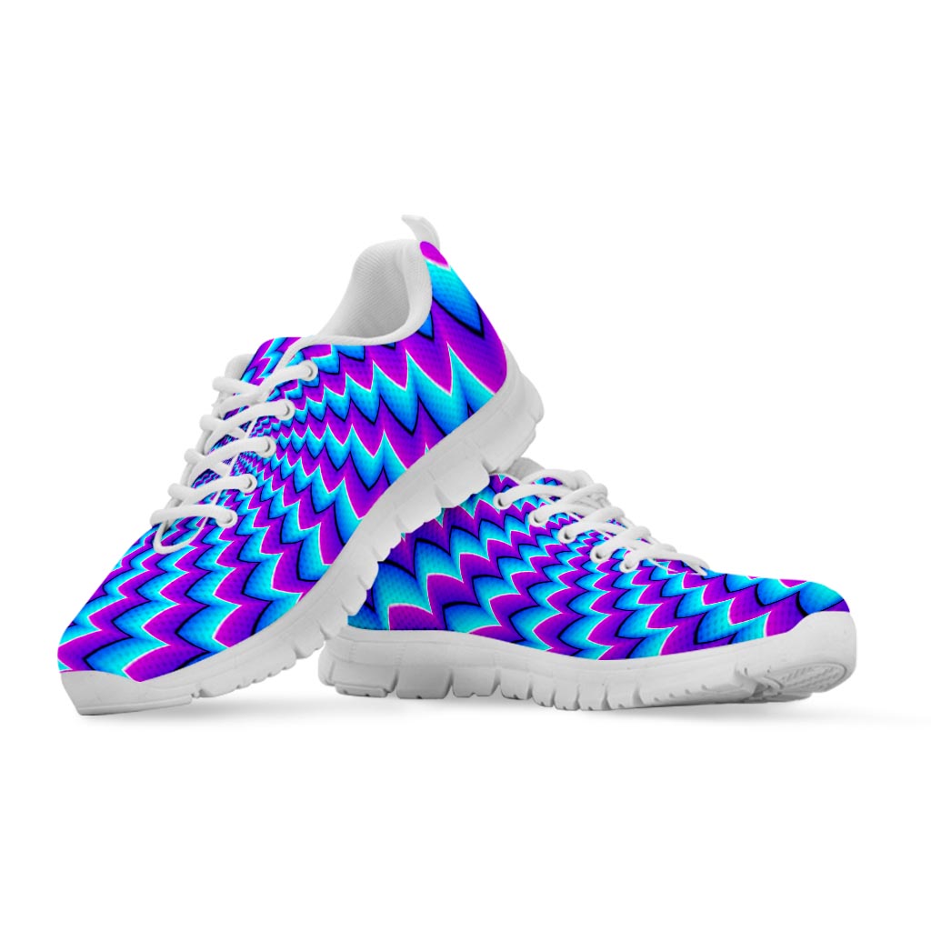 Blue Dizzy Moving Optical Illusion White Running Shoes