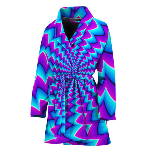 Blue Dizzy Moving Optical Illusion Women's Bathrobe