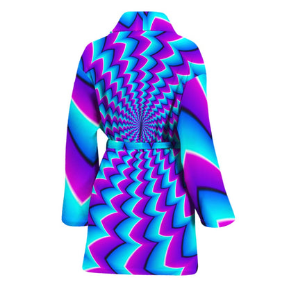 Blue Dizzy Moving Optical Illusion Women's Bathrobe