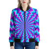 Blue Dizzy Moving Optical Illusion Women's Bomber Jacket