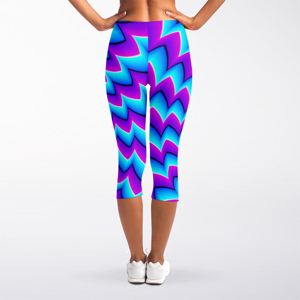 Blue Dizzy Moving Optical Illusion Women's Capri Leggings