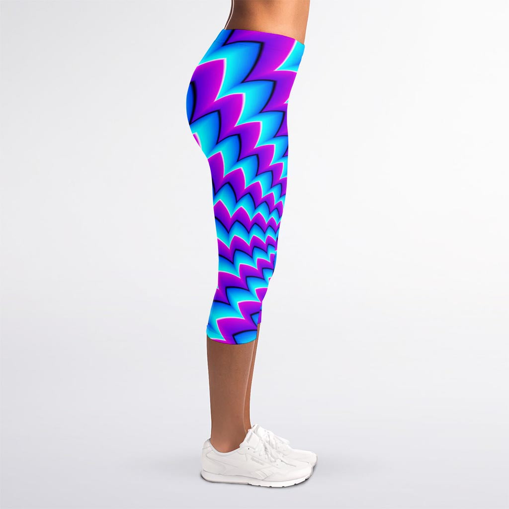 Blue Dizzy Moving Optical Illusion Women's Capri Leggings