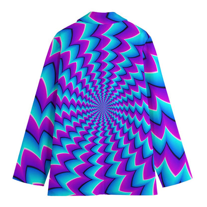 Blue Dizzy Moving Optical Illusion Women's Cotton Blazer