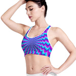 Blue Dizzy Moving Optical Illusion Women's Sports Bra