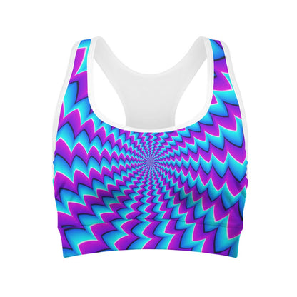 Blue Dizzy Moving Optical Illusion Women's Sports Bra