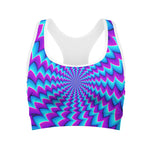 Blue Dizzy Moving Optical Illusion Women's Sports Bra